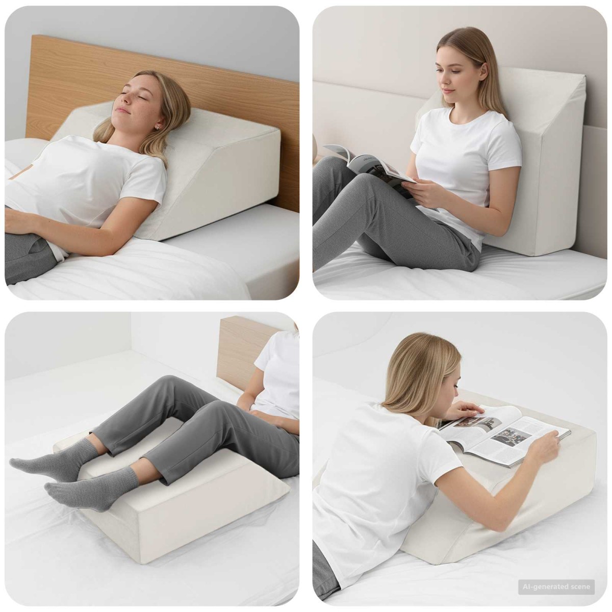 vidaXL Μαξιλάρι Ποδιών Μονόχρωμο Λευκό 63 x 52 x 19,5 εκ PU Αφρός