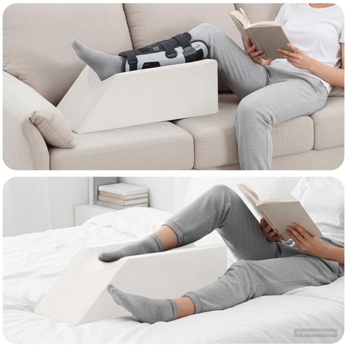vidaXL Μαξιλάρι Ποδιών Μονόχρωμο Λευκό 68 x 25 x 21,5 εκ PU Αφρός