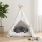 vidaXL Teepee για κατοικίδια με μαξιλάρι Λευκό 50 x 50 x 60 cm
