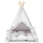 vidaXL Teepee για κατοικίδια με μαξιλάρι Λευκό 50 x 50 x 60 cm