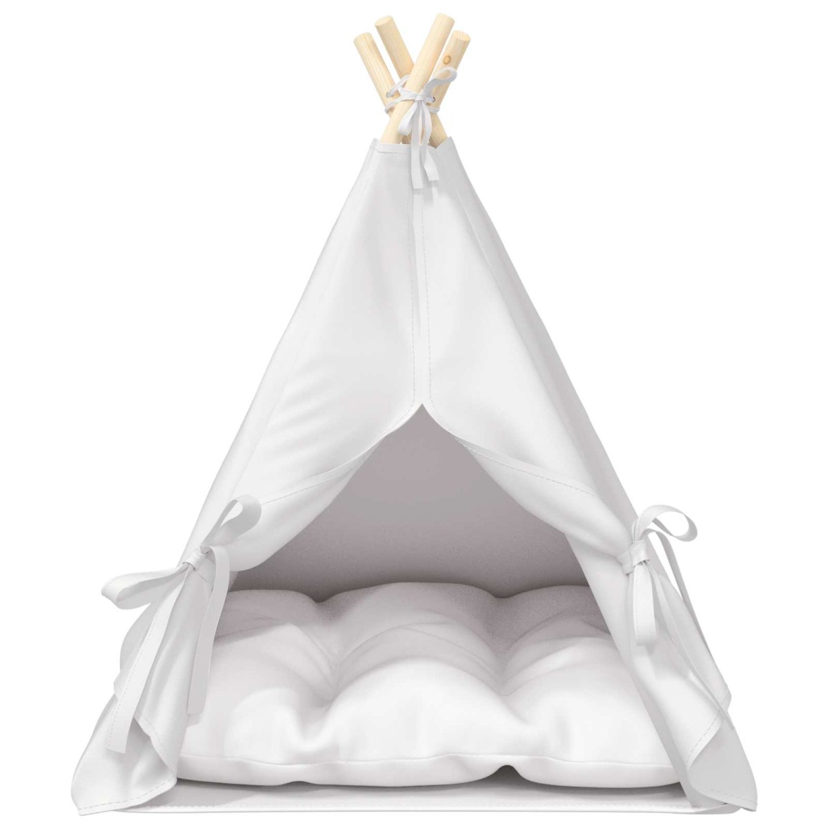 vidaXL Teepee για κατοικίδια με μαξιλάρι Λευκό 60 x 60 x 70 cm