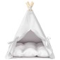 vidaXL Teepee για κατοικίδια με μαξιλάρι Λευκό 60 x 60 x 70 cm