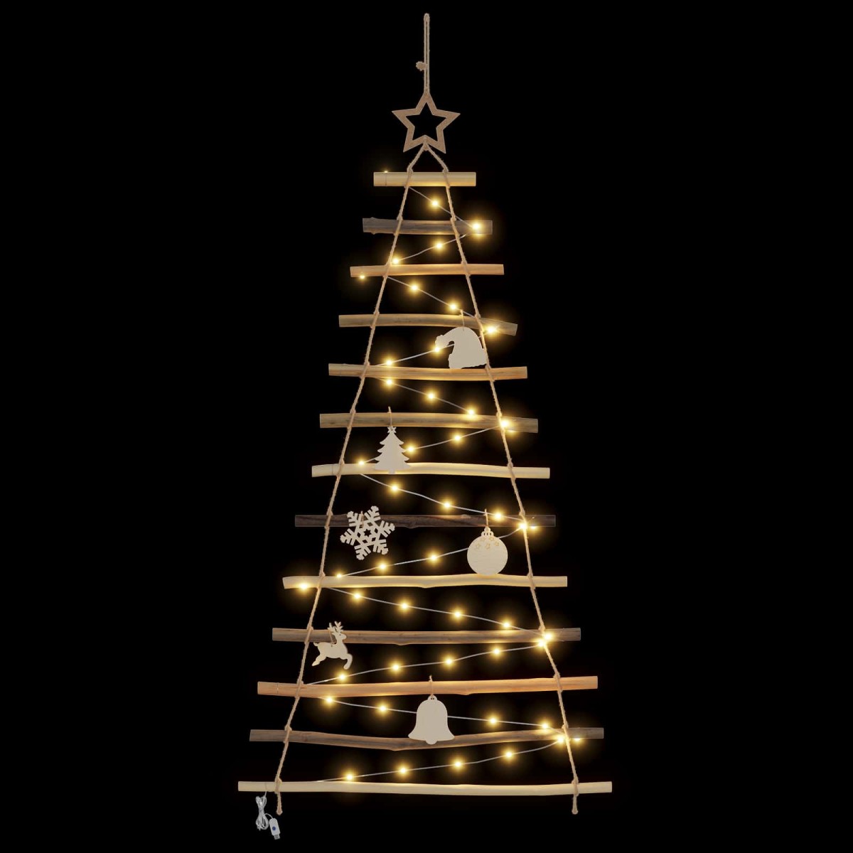 vidaXL Χριστουγεννιάτικο Δέντρο με 50 LED Φυσικό 120 cm ξύλο φράξου