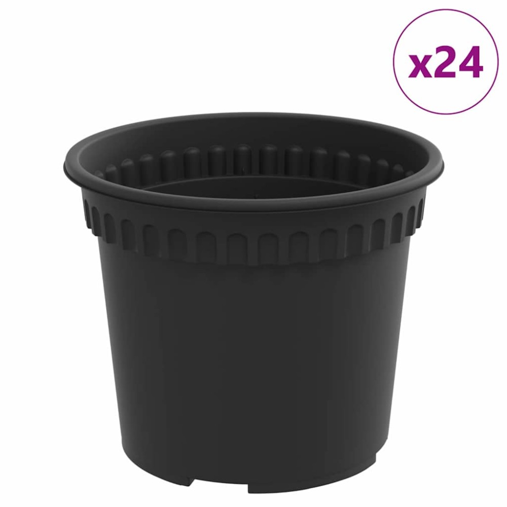 vidaXL Στρογγυλή Γλάστρα Λουλουδιών 24 τμχ. Μαύρο Ø 12,5 x 10 εκ