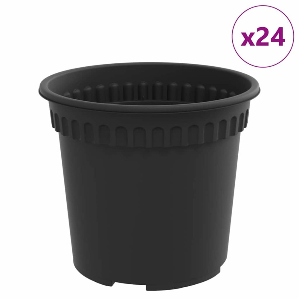 vidaXL Στρογγυλή Γλάστρα Λουλουδιών 24 τμχ. Μαύρο Ø 15 x 12 cm