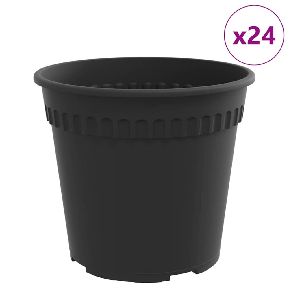 vidaXL Στρογγυλή Γλάστρα Λουλουδιών 24 τμχ. Μαύρο Ø 17 x 14 εκ