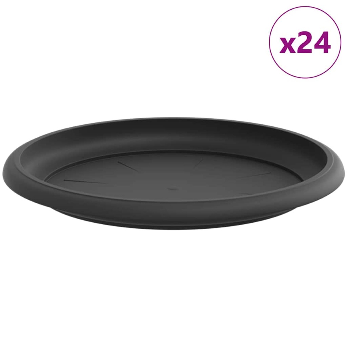 vidaXL Στρογγυλός Δίσκος Λουλουδιών 24 τμχ. Μαύρο Ø 17,5 x 2 εκ
