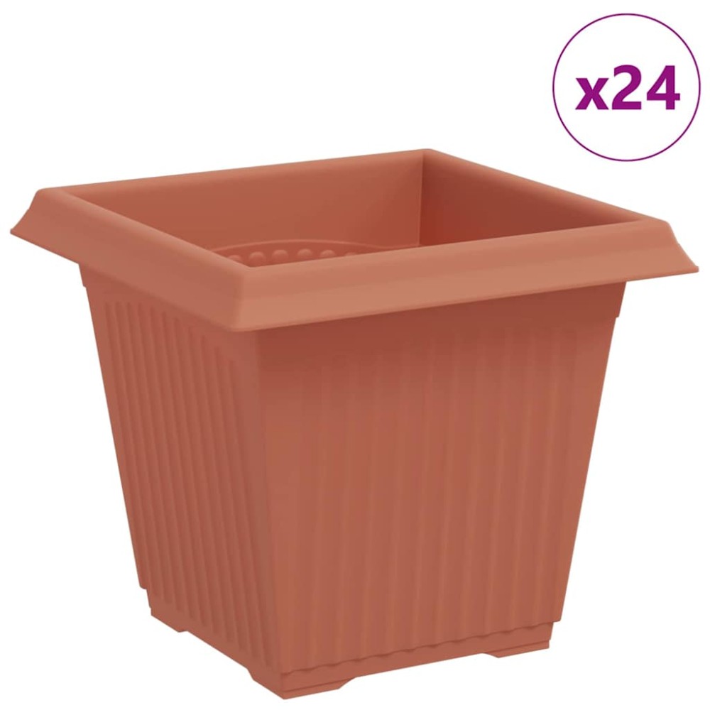 vidaXL Τετράγωνη Γλάστρα για Λουλούδια 24 τμχ. Κεραμιδί Πλαστικό