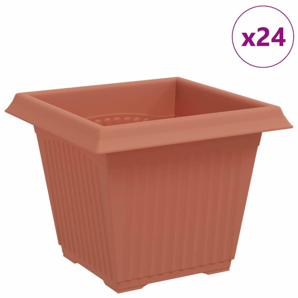 vidaXL Τετράγωνη Γλάστρα για Λουλούδια 24 τμχ. Κεραμιδί Πλαστικό