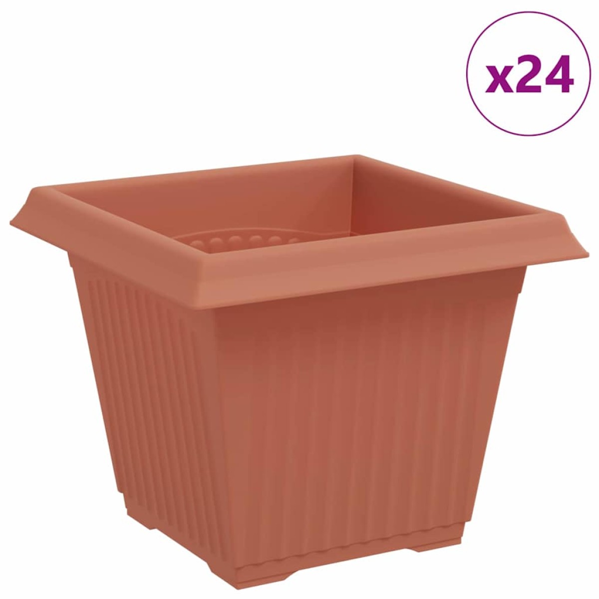 vidaXL Τετράγωνη Γλάστρα για Λουλούδια 24 τμχ. Κεραμιδί Πλαστικό