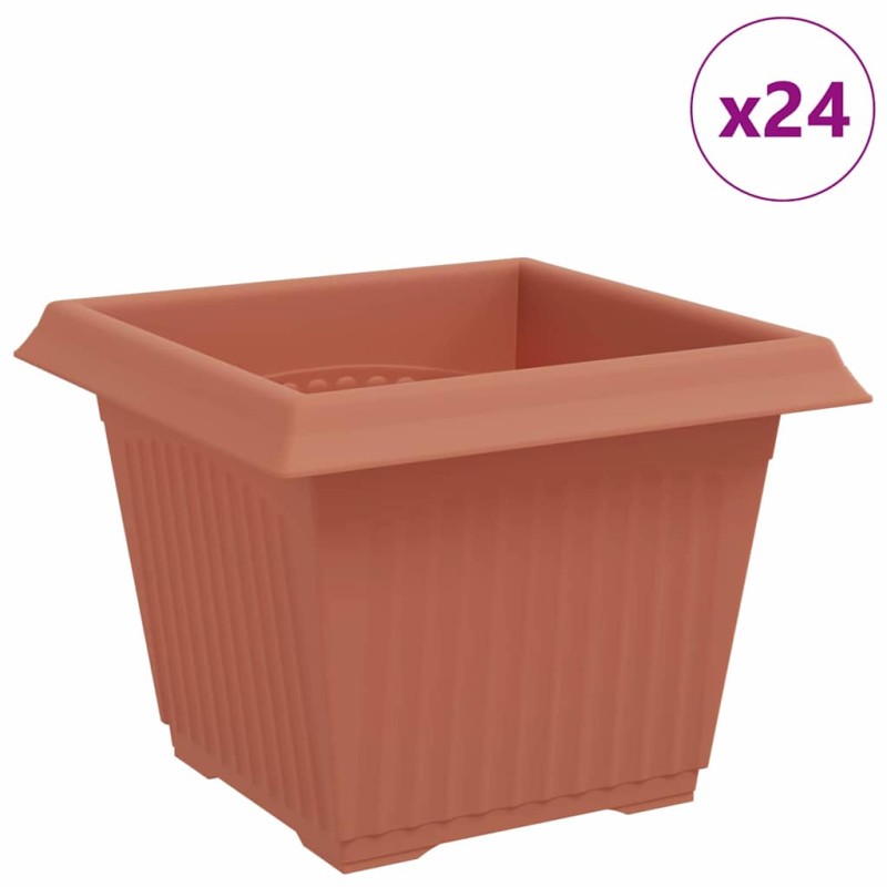 vidaXL Τετράγωνη Γλάστρα για Λουλούδια 24 τμχ. Κεραμιδί Πλαστικό