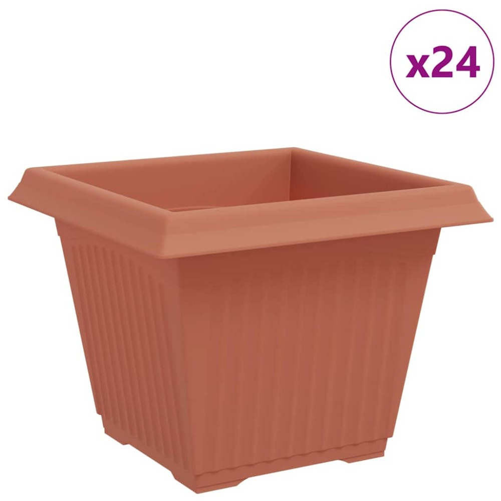 vidaXL Τετράγωνη Γλάστρα για Λουλούδια 24 τμχ. Κεραμιδί Πλαστικό