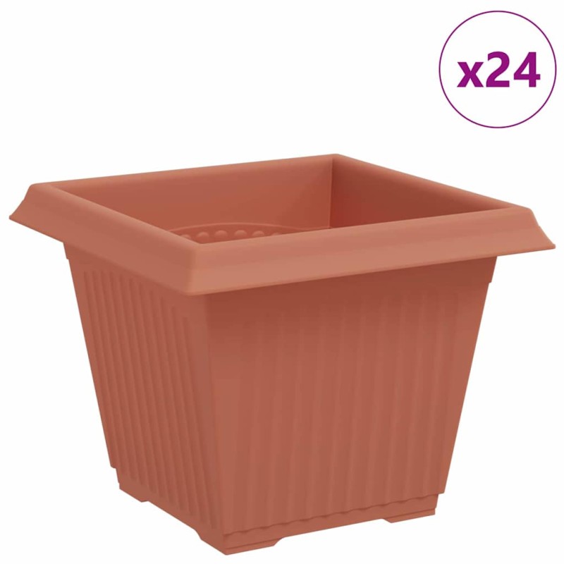 vidaXL Τετράγωνη Γλάστρα για Λουλούδια 24 τμχ. Κεραμιδί Πλαστικό