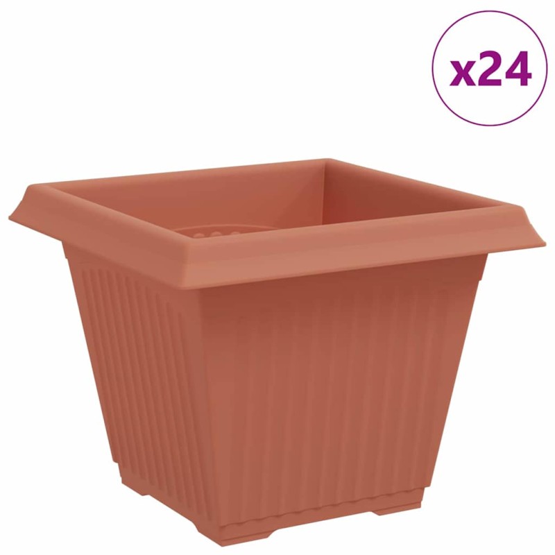 vidaXL Τετράγωνη Γλάστρα για Λουλούδια 24 τμχ. Κεραμιδί Πλαστικό
