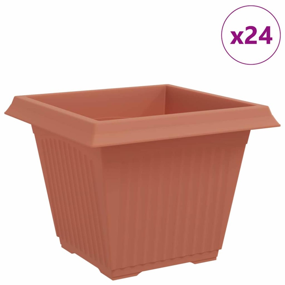 vidaXL Τετράγωνη Γλάστρα για Λουλούδια 24 τμχ. Κεραμιδί Πλαστικό