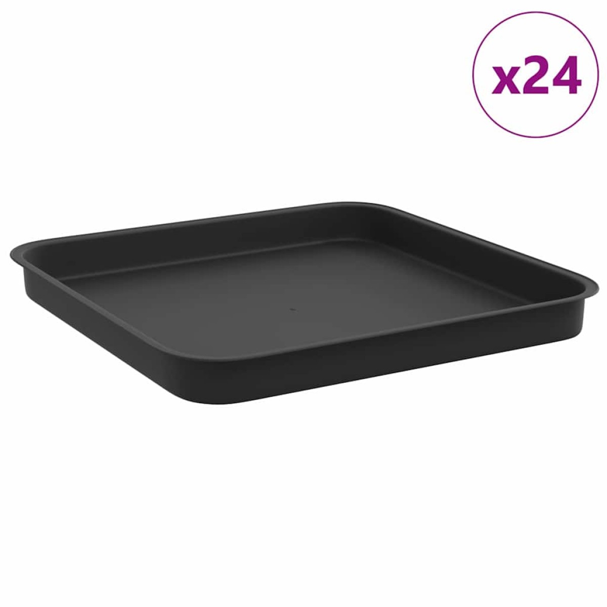 vidaXL Τετραγωνικός Δίσκος Λουλουδιών 24 τμχ. Μαύρο 21 x 21 x 2 εκ.