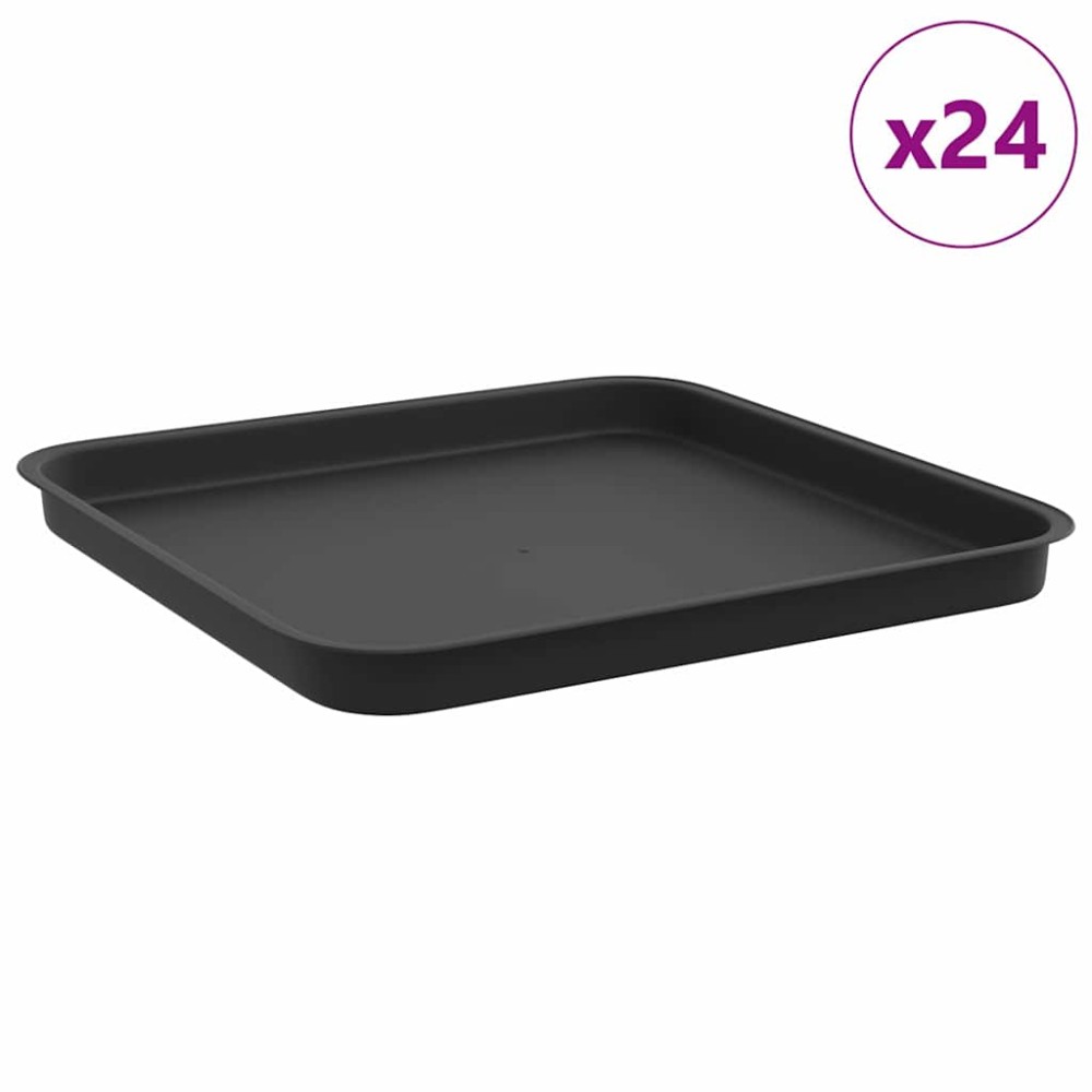 vidaXL Τετραγωνικός Δίσκος Λουλουδιών 24 τμχ. Μαύρο 32 x 32 x 2,5 εκ.