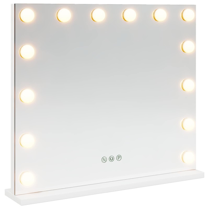 vidaXL Καθρέφτης Vanity LED Λευκό 50 x 10 x 44 εκ Γυαλί και Χάλυβας