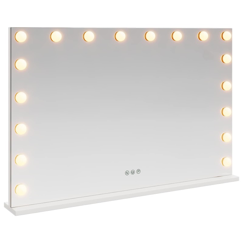 vidaXL Καθρέφτης Vanity LED Λευκό 80 x 10 x 52,5 εκ Γυαλί και Χάλυβας