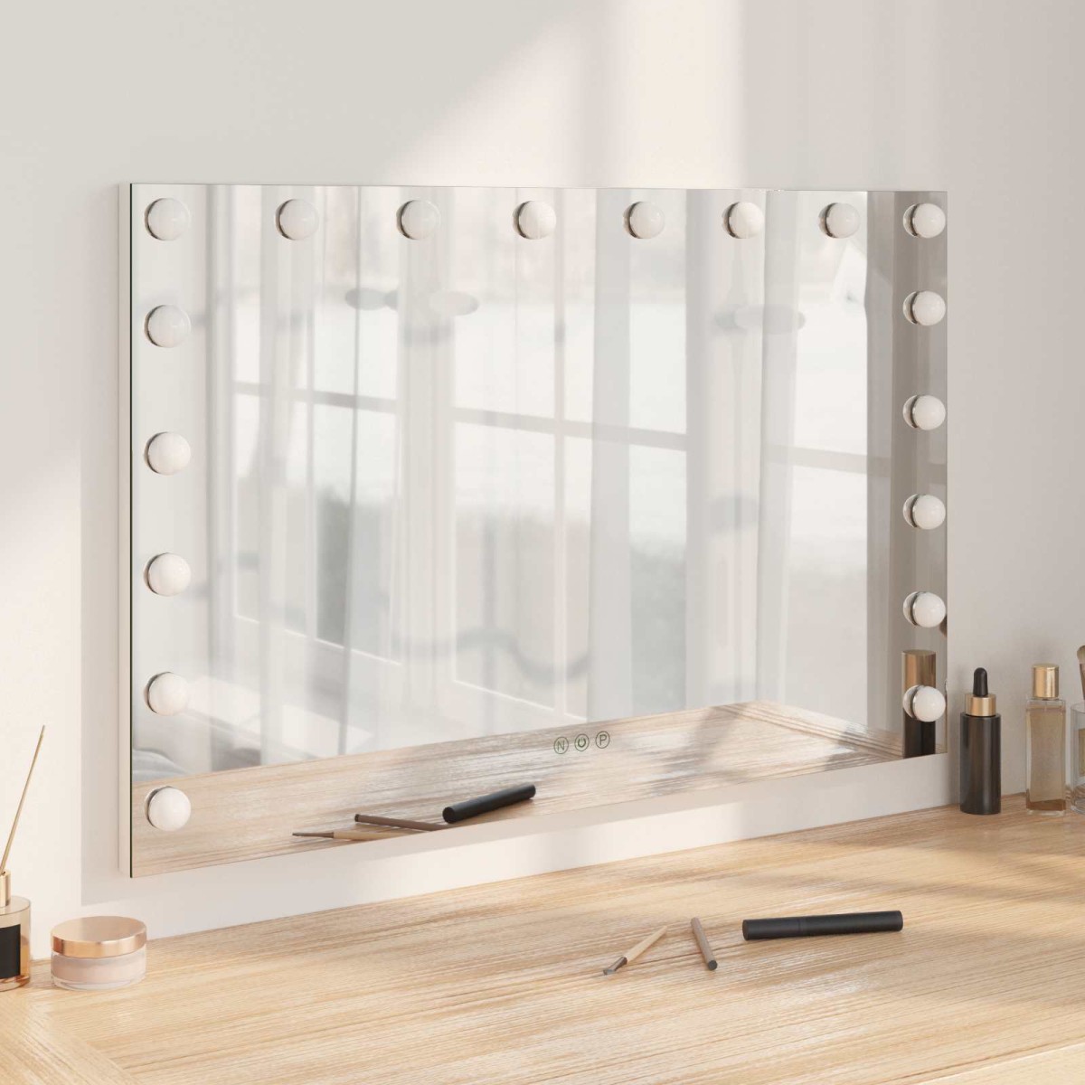 vidaXL Καθρέφτης Vanity LED Λευκό 80 x 10 x 52,5 εκ Γυαλί και Χάλυβας