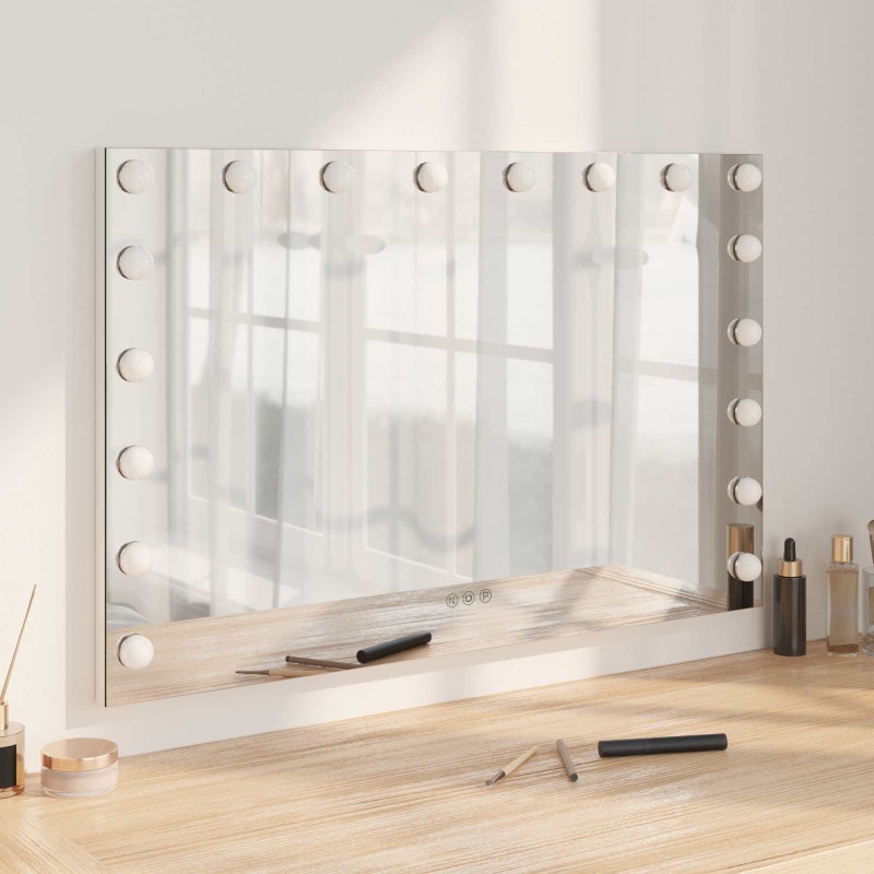 vidaXL Καθρέφτης Vanity LED Λευκό 80 x 10 x 52,5 εκ Γυαλί και Χάλυβας