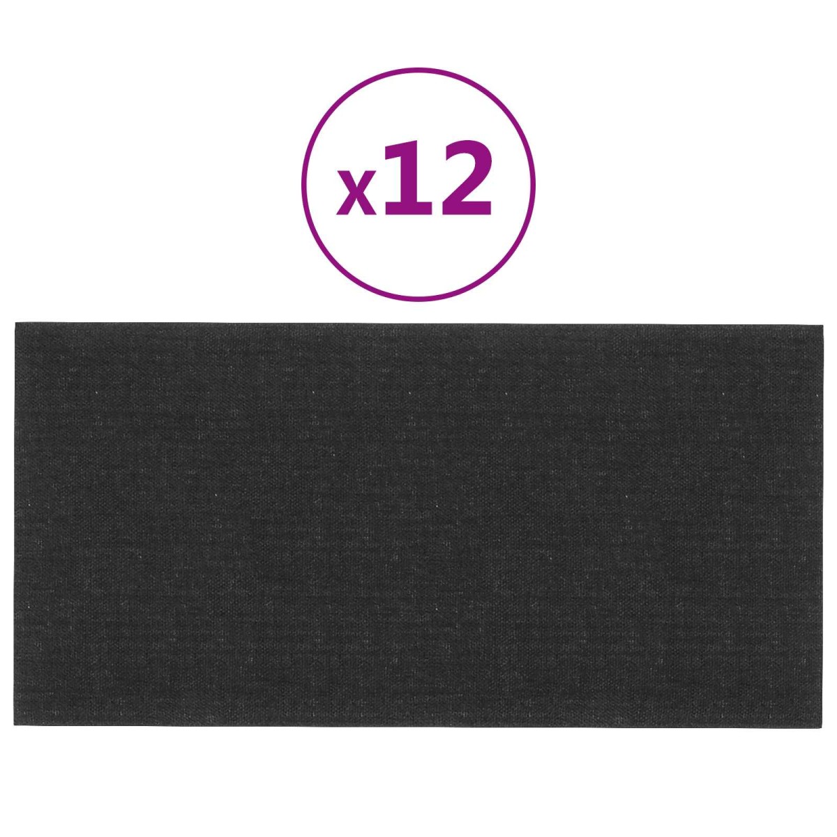 vidaXL Κεφαλάρι Τοίχου 12 τμχ. 60 x 30 cm Μαύρο ύφασμα