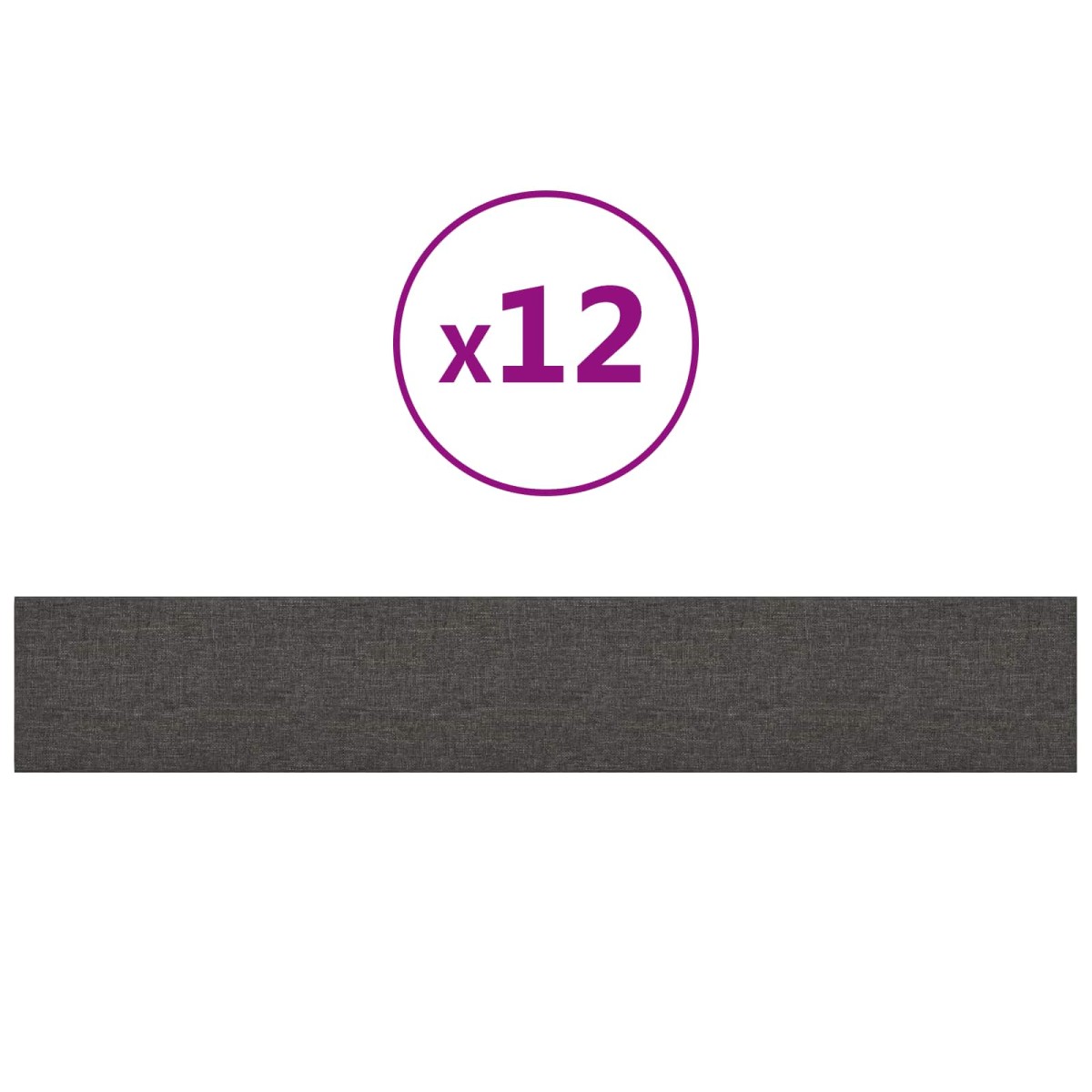 vidaXL Κεφαλάρι Τοίχου 12 τμχ. 90 x 15 cm Σκούρο Γκρι ύφασμα