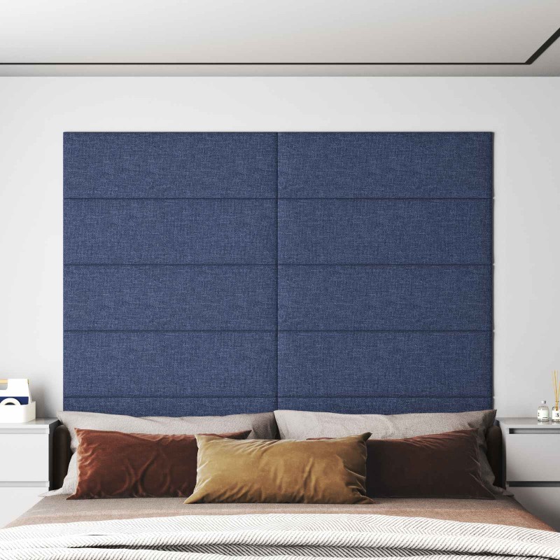vidaXL Κεφαλάρι Τοίχου 12 τμχ. 90 x 30 cm Μπλε ύφασμα