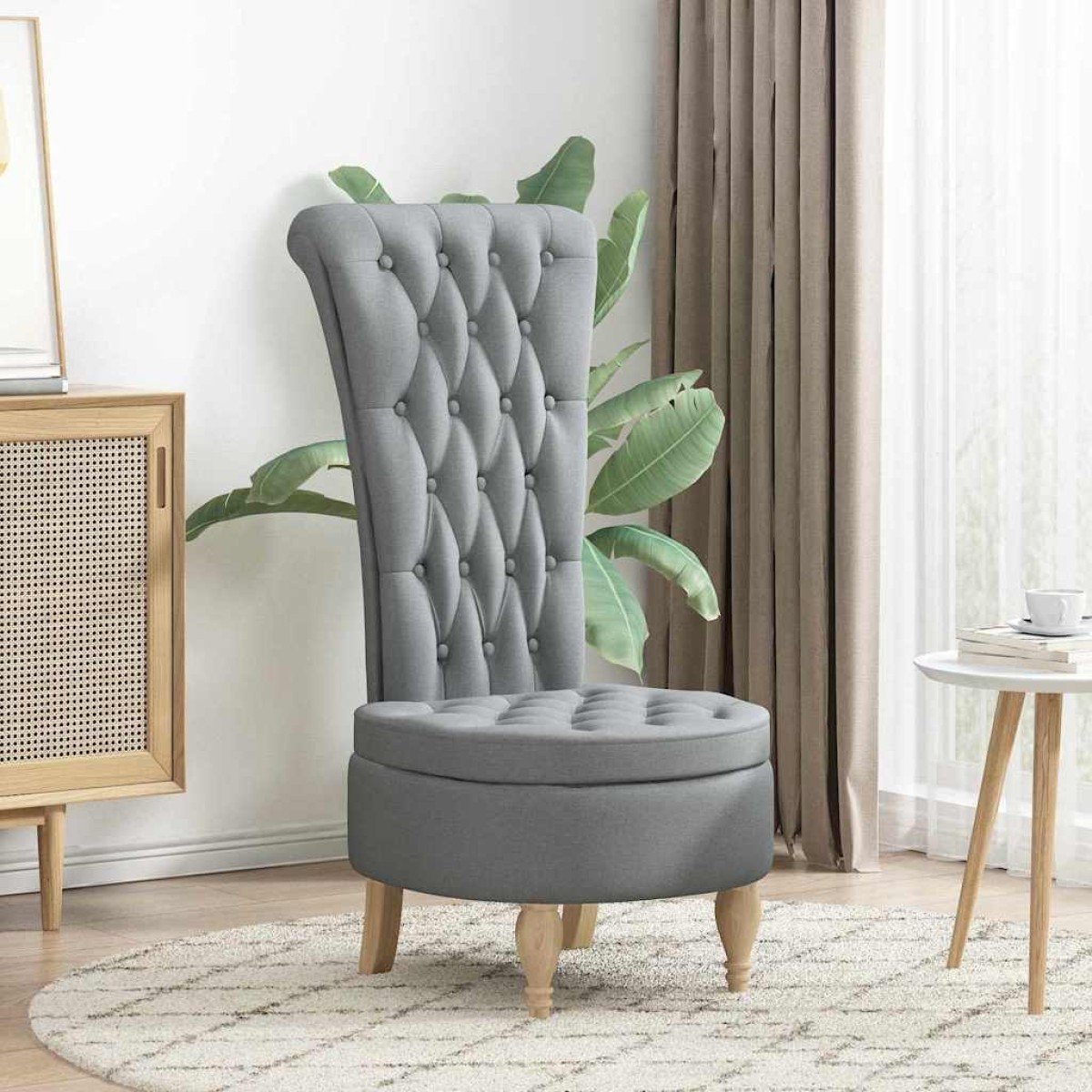 vidaXL Καναπέ με κουβέρτα Ανοιχτό γκρι 56,5 x 70 x 110 εκ ύφασμα