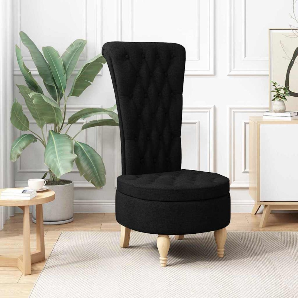 vidaXL Καναπέ με κουβέρτα Μαύρο 56,5 x 70 x 110 εκ ύφασμα