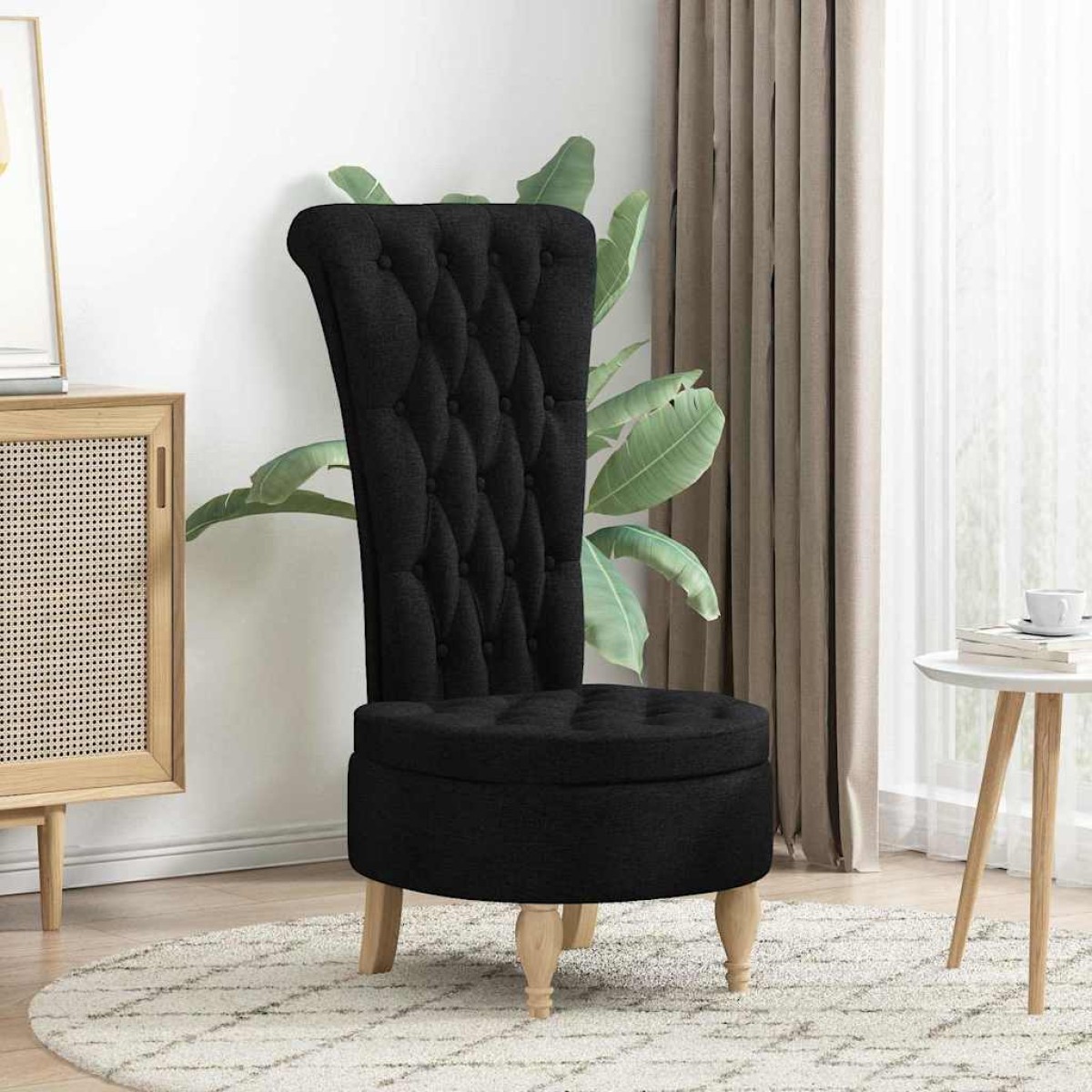 vidaXL Καναπέ με κουβέρτα Μαύρο 56,5 x 70 x 110 εκ ύφασμα