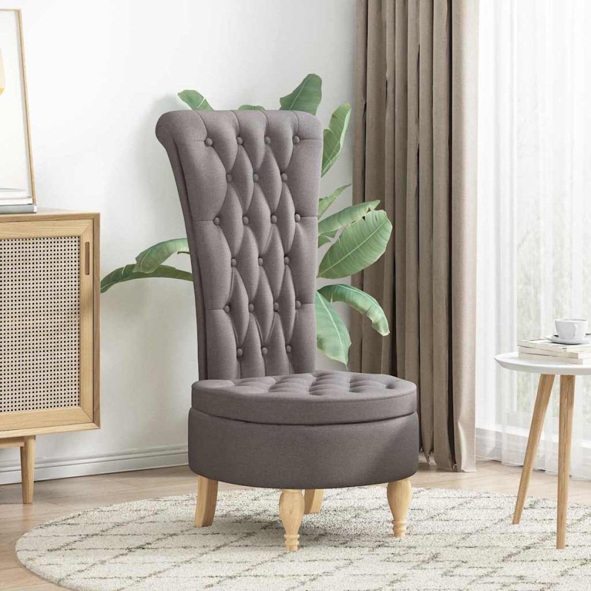 vidaXL Καναπέ με κουβέρτα Taupe 56,5 x 70 x 110 εκ ύφασμα