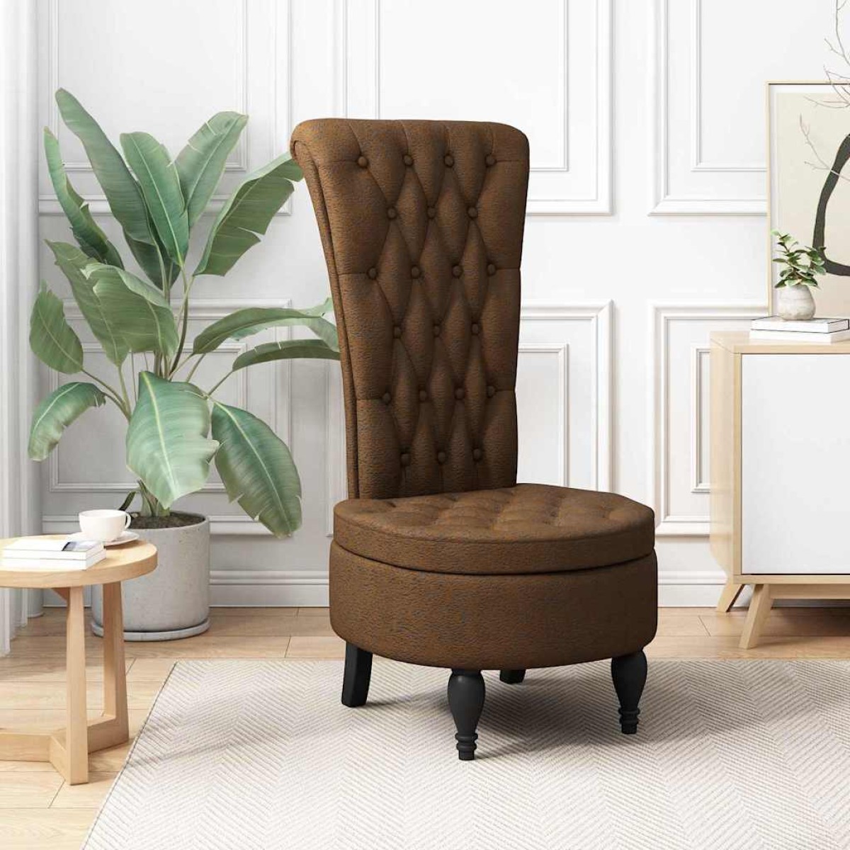 vidaXL Καναπέ με κουβέρτα Καφέ 56,5 x 70 x 110 εκ