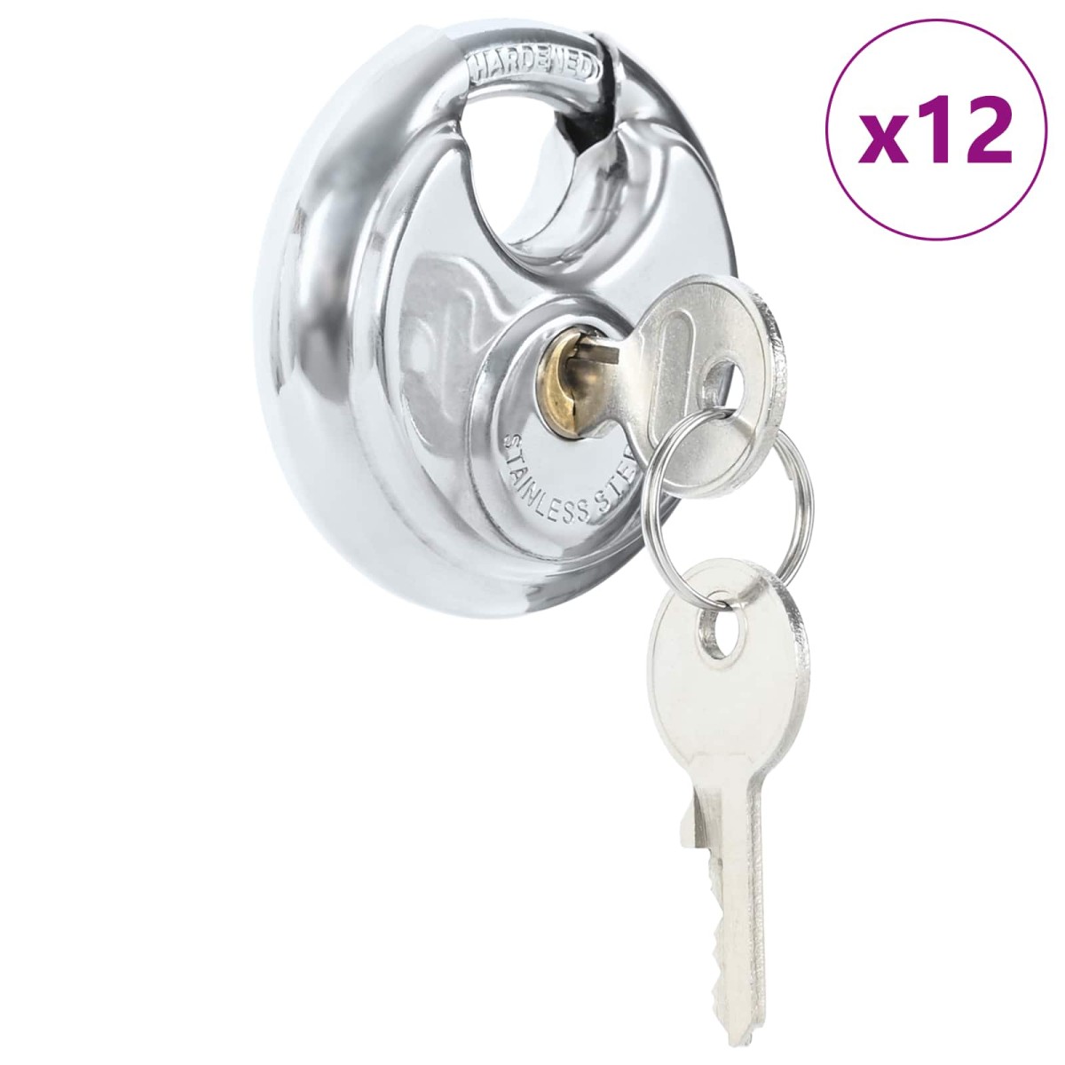 vidaXL Κλειδώματα Discus με Κλειδιά 12 τμχ. Ασημί 8 x 2.8 x 8 εκ