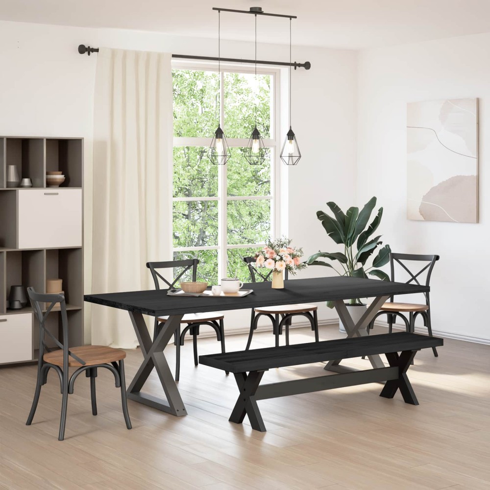 vidaXL Καθιστικό Σαλονιού NOAIN 160 x 41 x 45 εκ Στερεό πεύκο Μαύρο