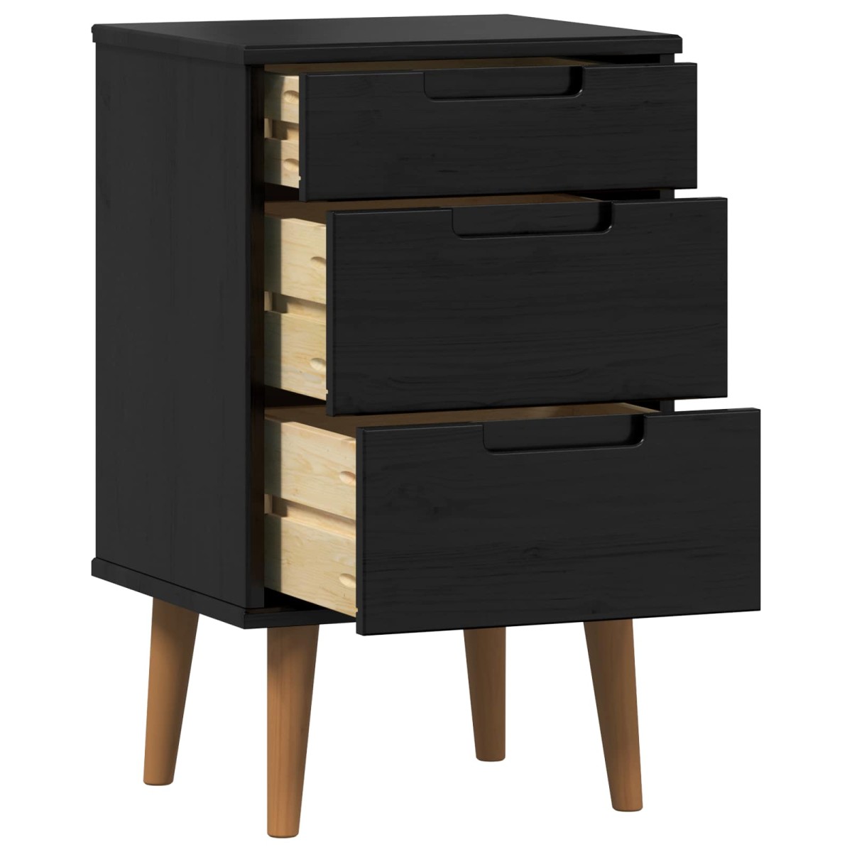 vidaXL Κομοδίνο MOLDE Μαύρο 40 x 35 x 65 εκ. Μασίφ Ξύλο Πεύκου