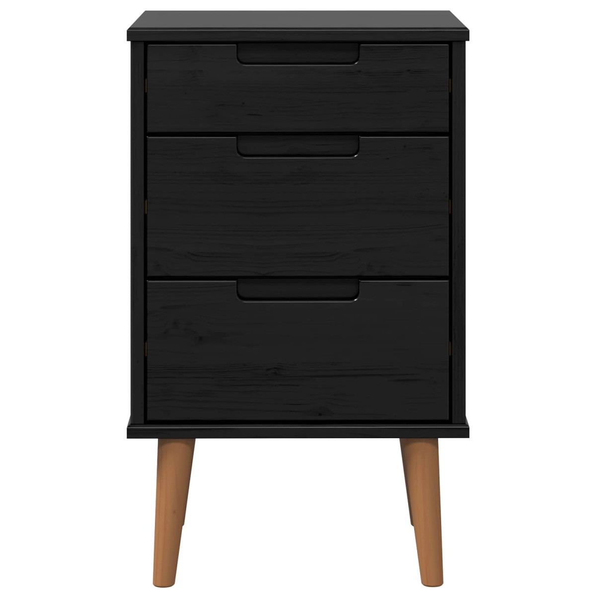 vidaXL Κομοδίνο MOLDE Μαύρο 40 x 35 x 65 εκ. Μασίφ Ξύλο Πεύκου