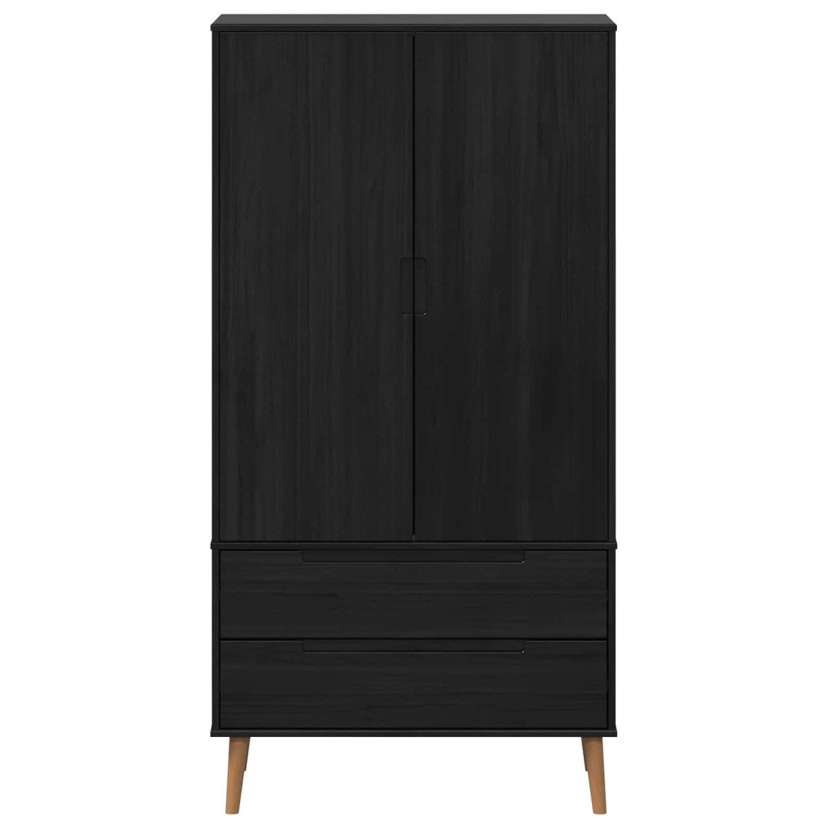 vidaXL Ντουλάπι MOLDE Μαύρο 90 x 55 x 175 εκ Μασίφ Ξύλο Πεύκου