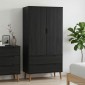 vidaXL Ντουλάπι MOLDE Μαύρο 90 x 55 x 175 εκ Μασίφ Ξύλο Πεύκου