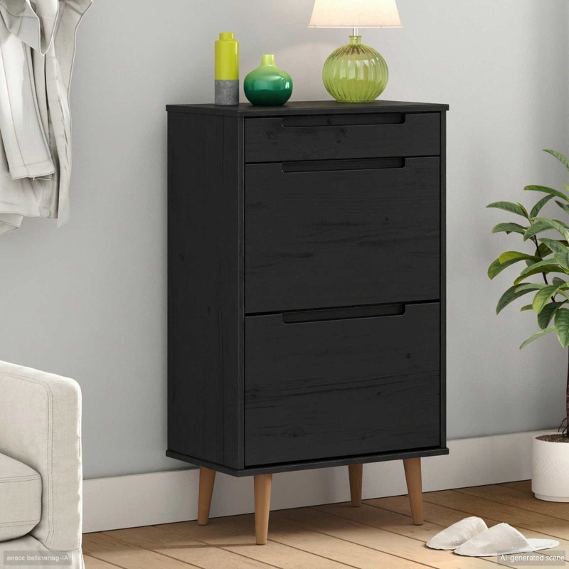 vidaXL Ντουλάπα Παπουτσιών MOLDE 59,5 x 35 x 103 εκ Μασίφ Ξύλο Πεύκου
