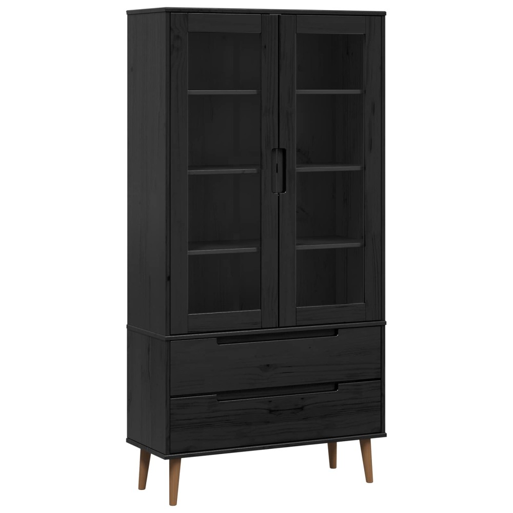 vidaXL Γυάλινη Βαθιά Ντουλάπα MOLDE 90 x 35 x 175 εκ Μασίφ Ξύλο Πεύκου