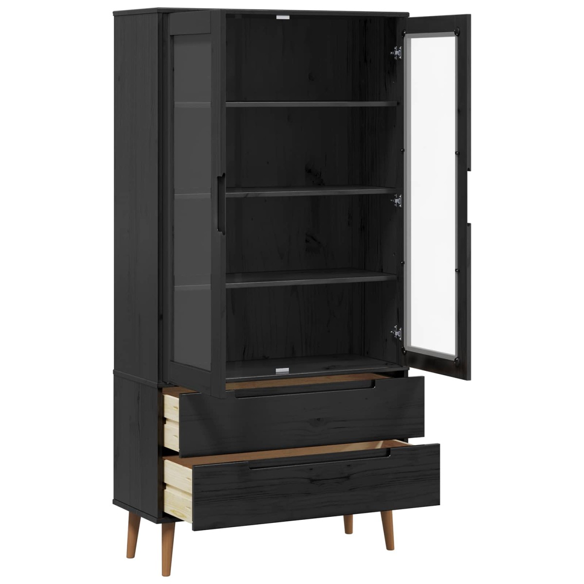 vidaXL Γυάλινη Βαθιά Ντουλάπα MOLDE 90 x 35 x 175 εκ Μασίφ Ξύλο Πεύκου