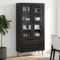vidaXL Γυάλινη Βαθιά Ντουλάπα MOLDE 90 x 35 x 175 εκ Μασίφ Ξύλο Πεύκου