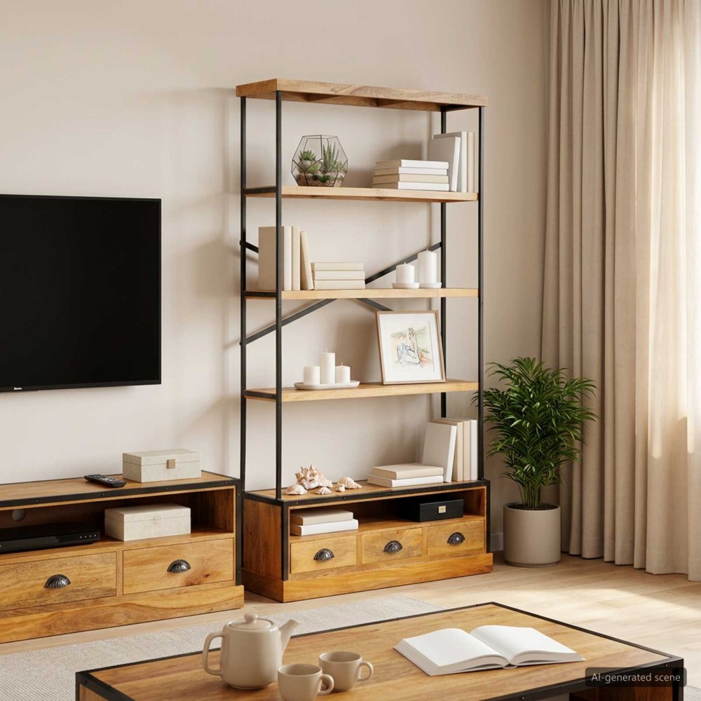 vidaXL Ράφια βιβλίων 5 επιπέδων Φυσικό 100 x 30 x 180 εκ