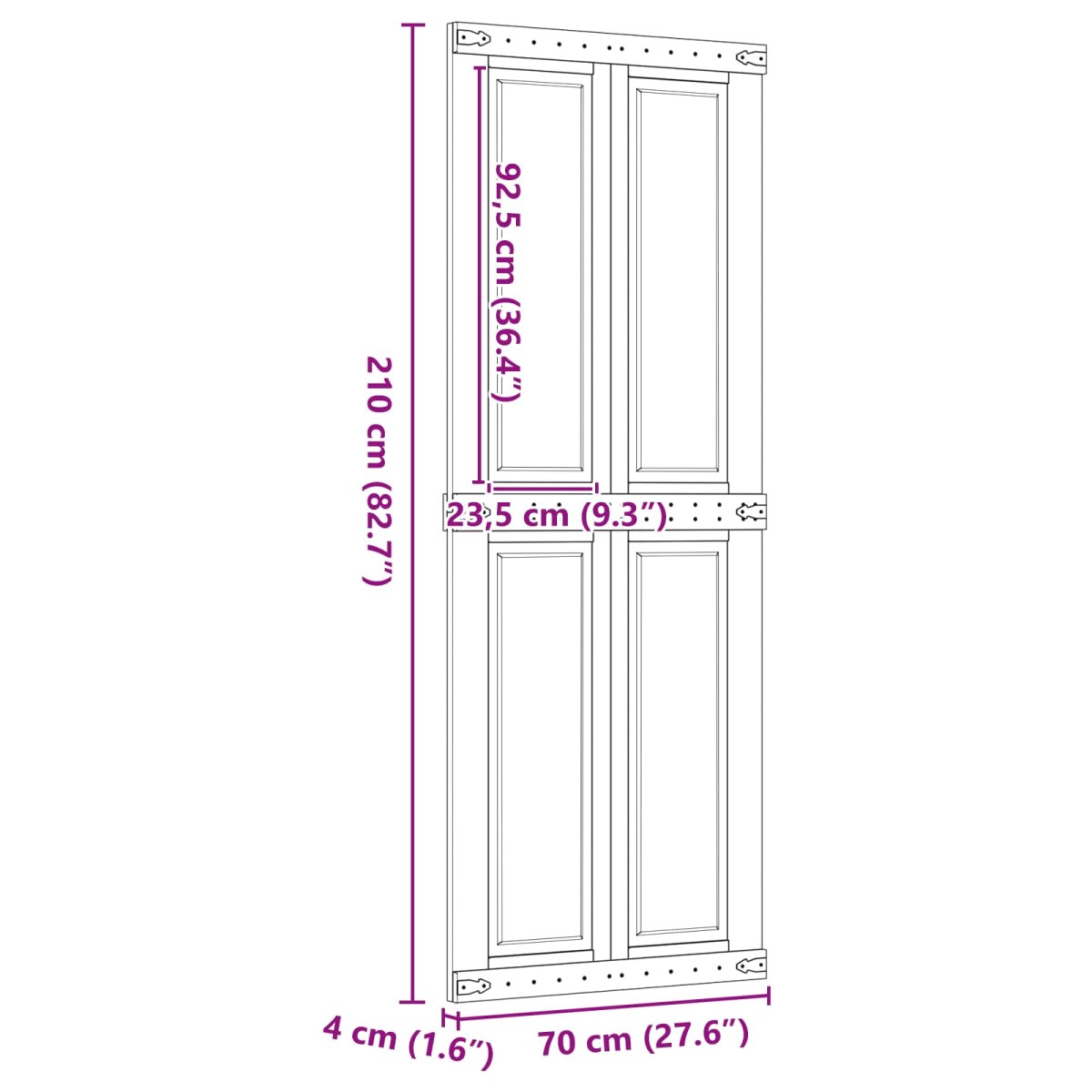 vidaXL Πόρτα αχυρώνα Corona Μέλι Καφέ 70 x 210 cm Μασίφ Ξύλο Πεύκου