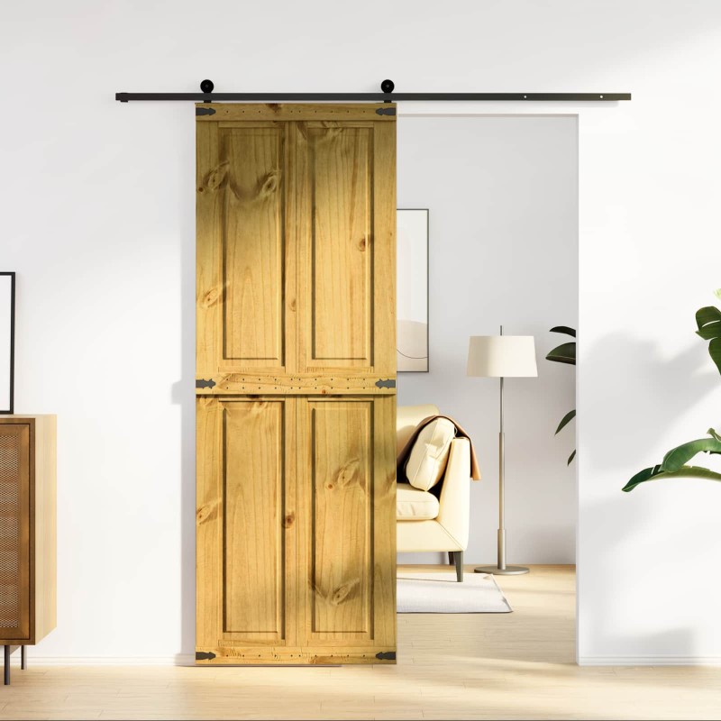 vidaXL Πόρτα αχυρώνα Corona Μέλι Καφέ 70 x 210 cm Μασίφ Ξύλο Πεύκου