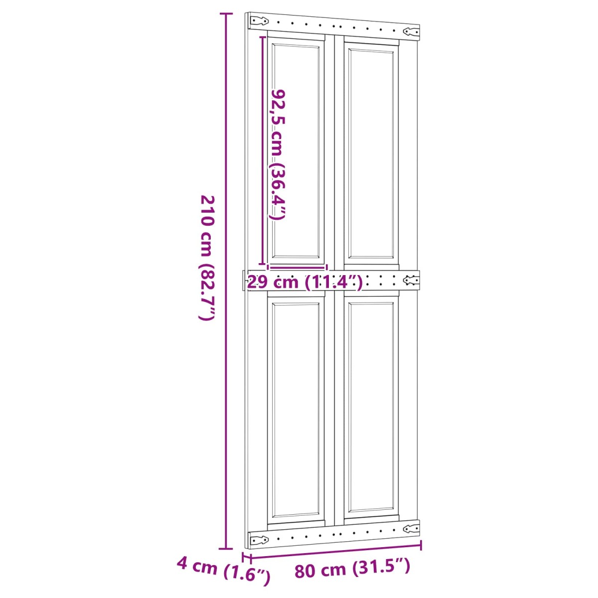 vidaXL Πόρτα αχυρώνα Corona Μέλι Καφέ 80 x 210 cm Μασίφ Ξύλο Πεύκου