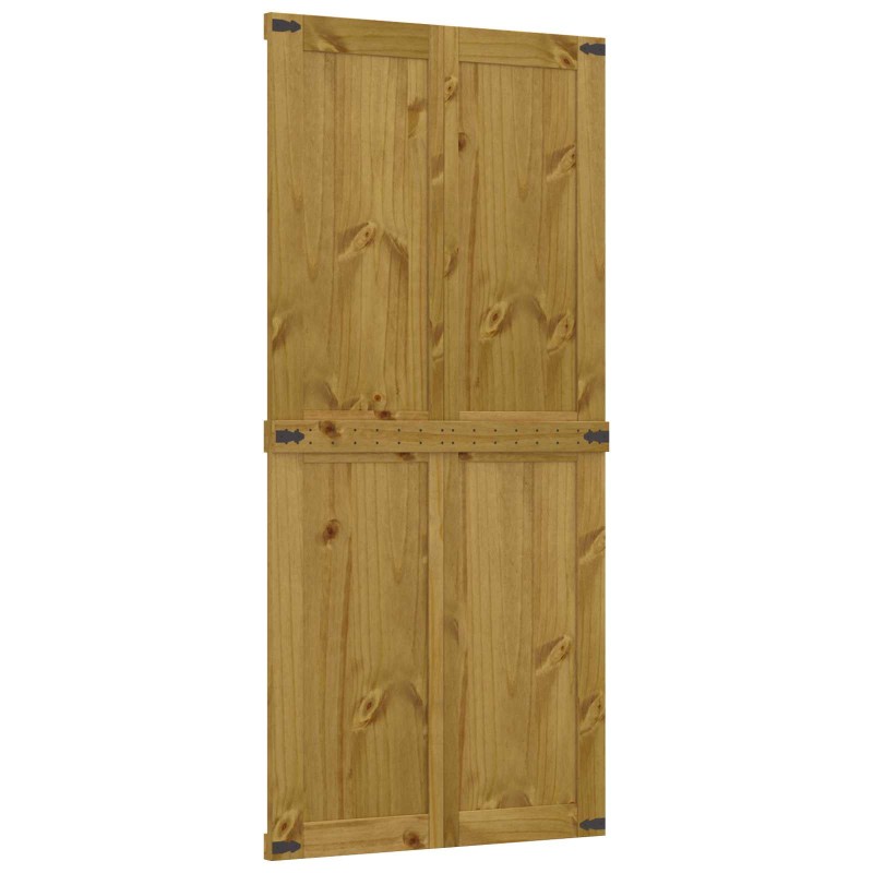 vidaXL Πόρτα αχυρώνα Corona Μέλι Καφέ 90 x 210 cm Μασίφ Ξύλο Πεύκου