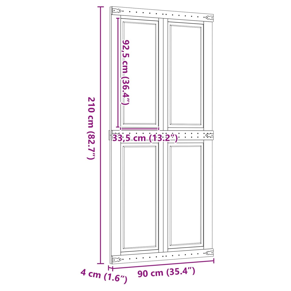 vidaXL Πόρτα αχυρώνα Corona Μέλι Καφέ 90 x 210 cm Μασίφ Ξύλο Πεύκου