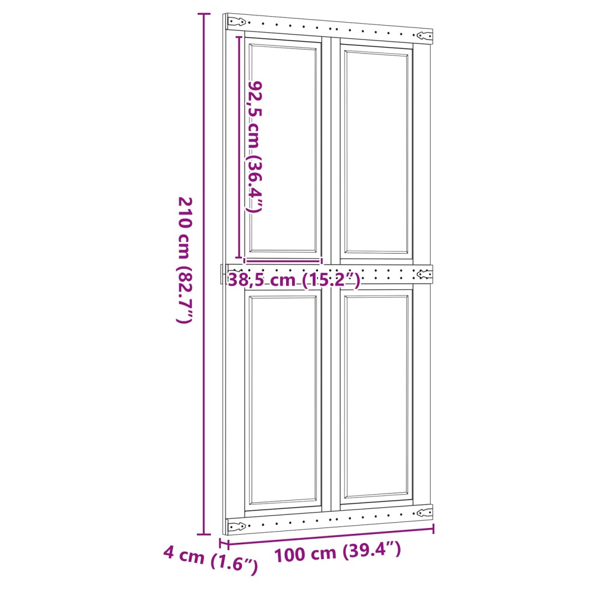 vidaXL Πόρτα αχυρώνα Corona Μέλι Καφέ 100 x 210 cm Μασίφ Ξύλο Πεύκου